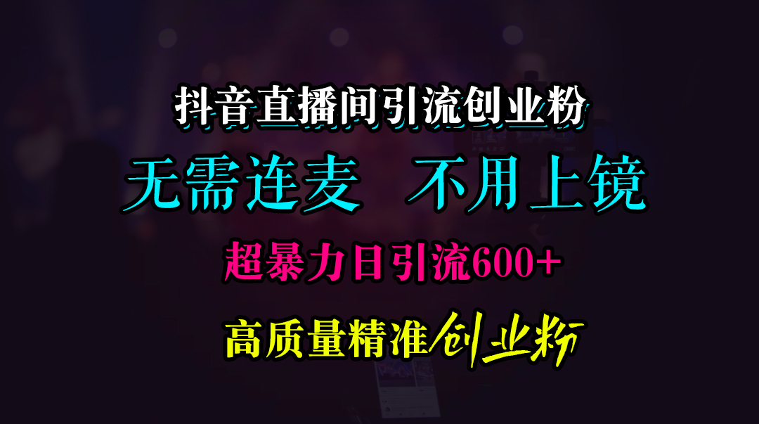 抖音直播间引流创业粉，无需连麦、无需上镜，超暴力日引流600+高质量精准创业粉-启航188资源站