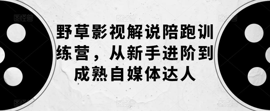 野草影视解说陪跑训练营，从新手进阶到成熟自媒体达人-启航188资源站