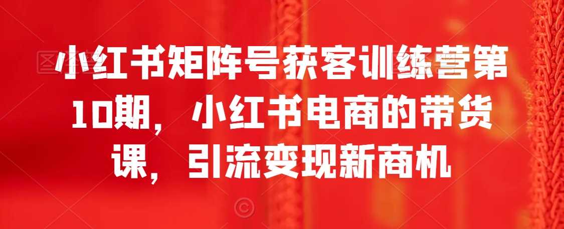 小红书矩阵号获客训练营第10期，小红书电商的带货课，引流变现新商机-启航188资源站