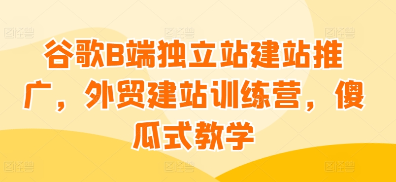 谷歌B端独立站建站推广，外贸建站训练营，傻瓜式教学-启航188资源站