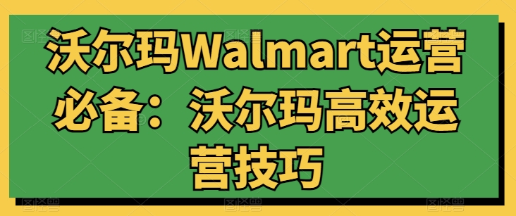 沃尔玛Walmart运营必备：沃尔玛高效运营技巧-启航188资源站