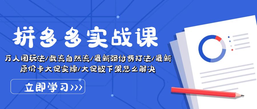 （10865期）拼多多·实战课：万人团玩法/截流自然流/最新强付费打法/最新原价卡大促..-启航188资源站