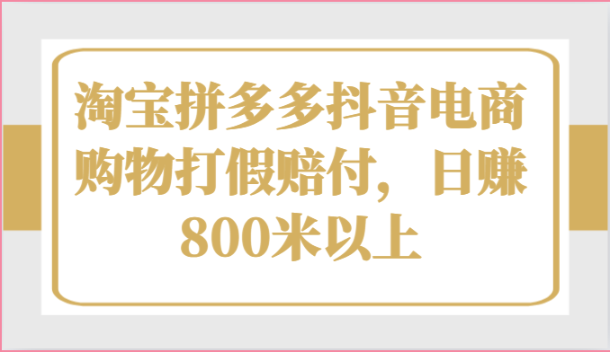 淘宝拼多多抖音电商购物打假赔付，日赚800米以上-启航188资源站