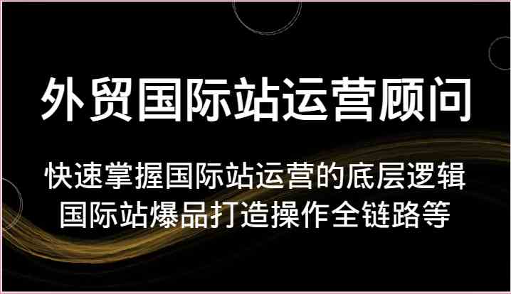 外贸国际站运营顾问-快速掌握国际站运营的底层逻辑，国际站爆品打造操作全链路等-启航188资源站