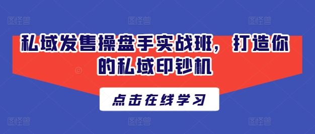 私域发售操盘手实战班，打造你的私域印钞机-启航188资源站