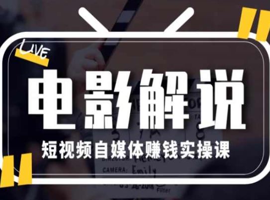 电影解说短视频自媒体赚钱实操课，教你做电影解说短视频，月赚1万-启航188资源站