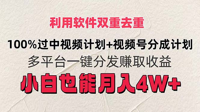 （11862期）利用软件双重去重，100%过中视频+视频号分成计划小白也可以月入4W+-启航188资源站