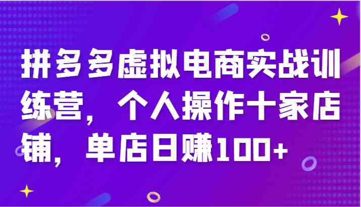 拼多多虚拟电商实战训练营，个人操作十家店铺，单店日赚100+-启航188资源站