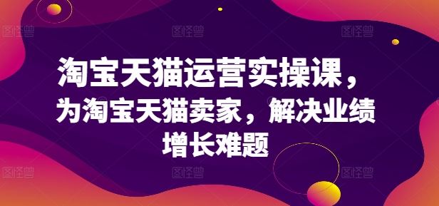 淘宝天猫运营实操课，为淘宝天猫卖家，解决业绩增长难题-启航188资源站