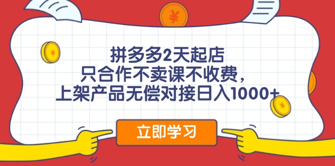 （12356期）拼多多0成本开店，只合作不卖课不收费，0成本尝试，日赚千元+-启航188资源站