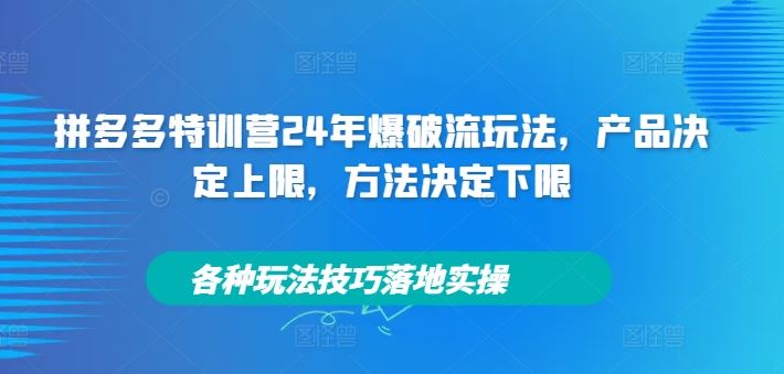 拼多多特训营24年爆破流玩法，产品决定上限，方法决定下限，各种玩法技巧落地实操-启航188资源站