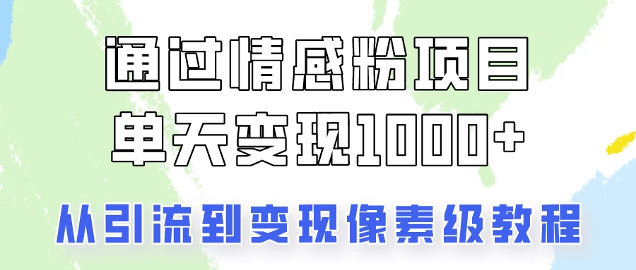 关于情感粉变现项目，我是怎么做到单天赚1000+的？从引流到变现像素级教程-启航188资源站