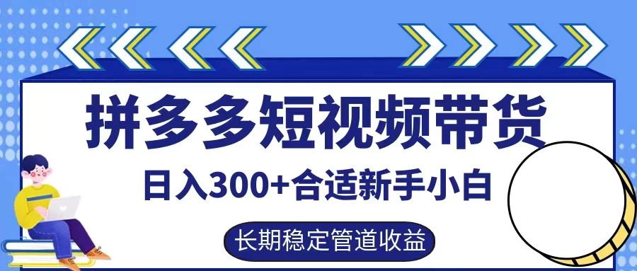 拼多多短视频带货日入300+保姆级实操账户展示-启航188资源站