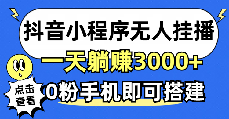 （12988期）抖音小程序无人直播，一天躺赚3000+，0粉手机可搭建，不违规不限流，小…-启航188资源站