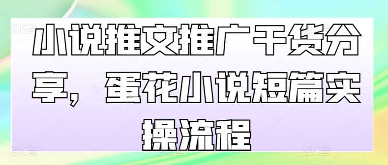 小说推文推广干货分享，蛋花小说短篇实操流程-启航188资源站