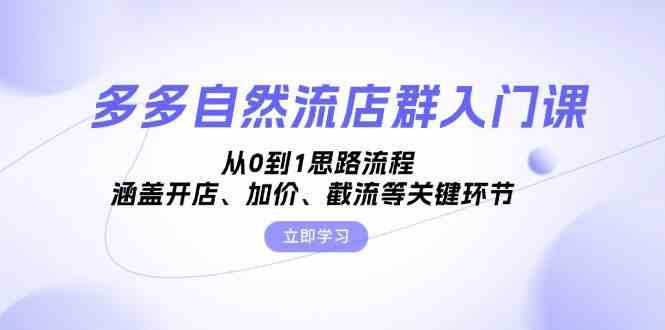 多多自然流店群入门课，从0到1思路流程，涵盖开店、加价、截流等关键环节-启航188资源站