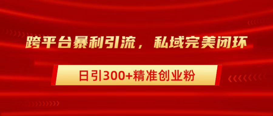 跨平台暴力引流，私域完美闭环，日引300+精准创业粉-启航188资源站