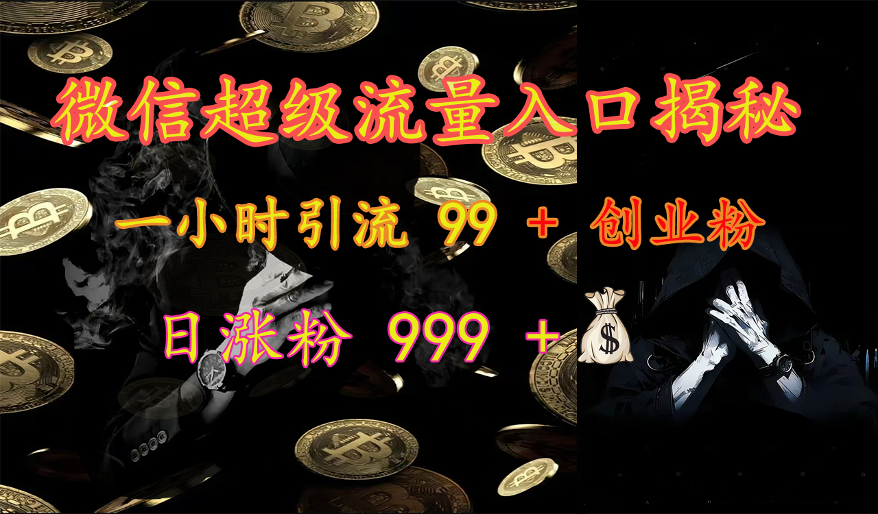 微信超级流量入口揭秘：一小时引流 99 + 创业粉，日涨粉 999 +【揭秘】-启航188资源站