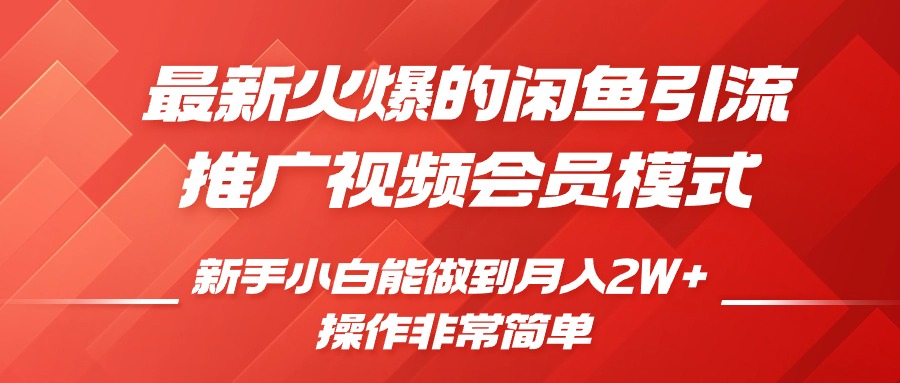 最新火爆的闲鱼引流推广视频会员，新手小白能做到月入2W+-启航188资源站