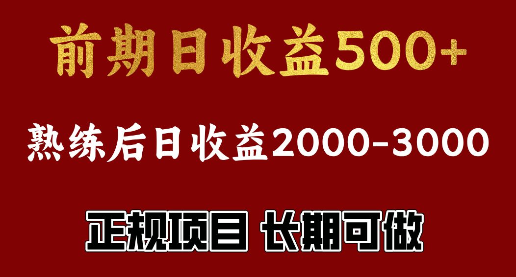 前期日收益500，熟悉后日收益2000左右，正规项目，长期能做，兼职全职都行-启航188资源站