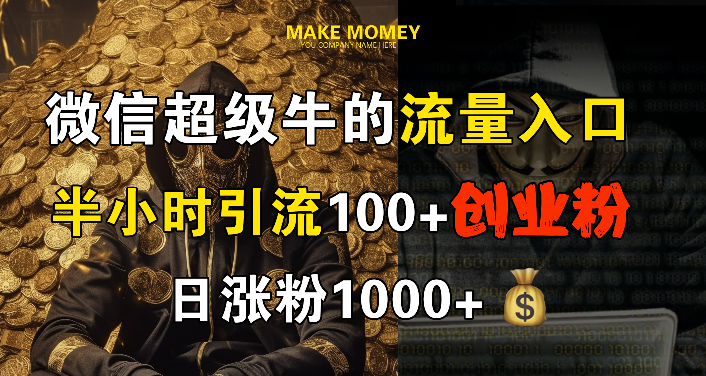 微信超级牛的流量入口，半小时引流100+创业粉，日涨粉1000+-启航188资源站