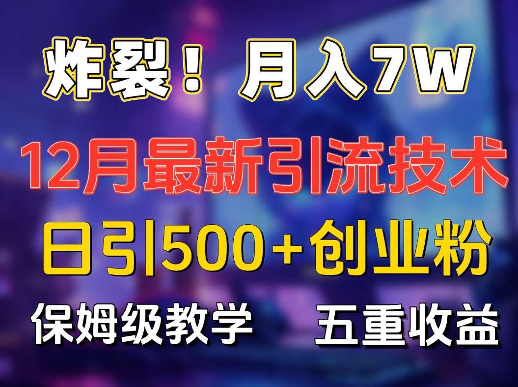 炸裂！月入7W+揭秘12月最新日引流500+精准创业粉，多重收益保姆级教学-启航188资源站