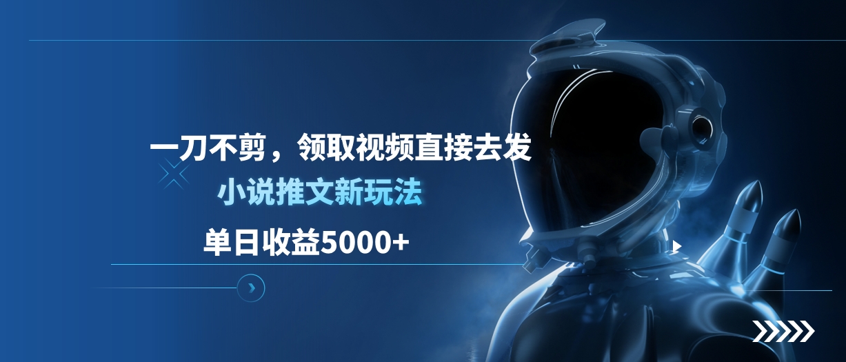 单日收益5000+，小说推文新玩法，一刀不剪，领取视频直接去发-启航188资源站