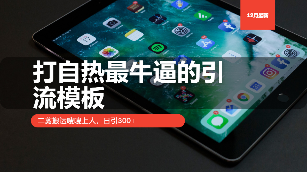 打自热最牛逼的引流模板，日引300+，二剪搬运嗖嗖上人-启航188资源站