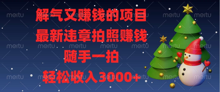 最新违章拍照赚钱，随手一拍，解气又赚钱的项目，轻松收入3000+-启航188资源站