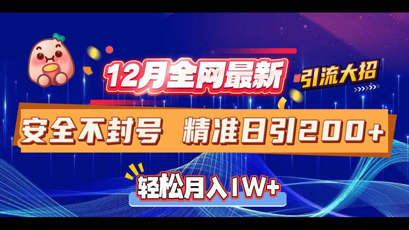 12月全网最新引流大招 安全不封号 日引精准粉200+-启航188资源站