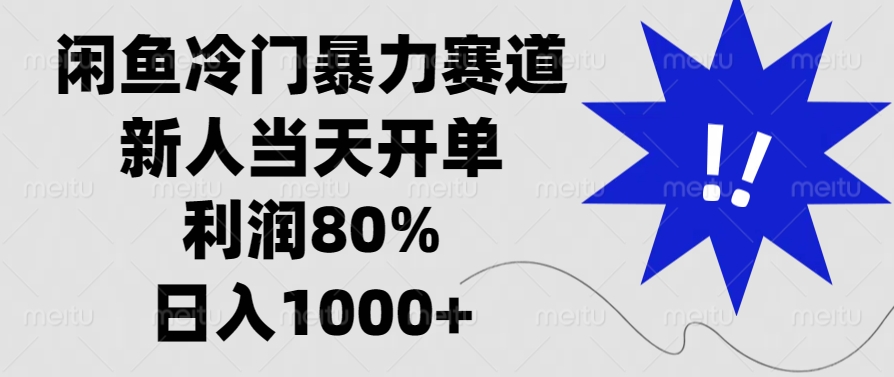 闲鱼冷门暴力赛道，利润80%，日入1000+新人当天开单，-启航188资源站