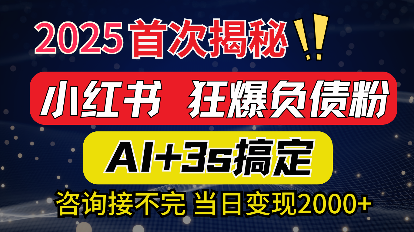 2025引流天花板：最新小红书狂暴负债粉思路，咨询接不断，当日入2000+-启航188资源站