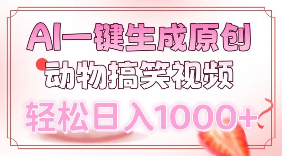 AI一键生成原创动物搞笑视频，轻松日入1000+-启航188资源站