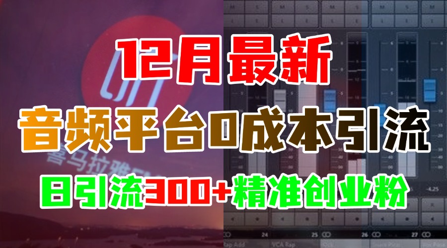 12月最新：音频平台0成本引流，日引300+精准创业粉-启航188资源站