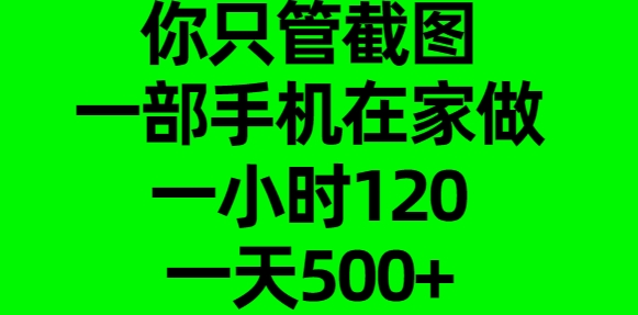 你只管截图，一部手机在家做，一小时120，一天500+-启航188资源站