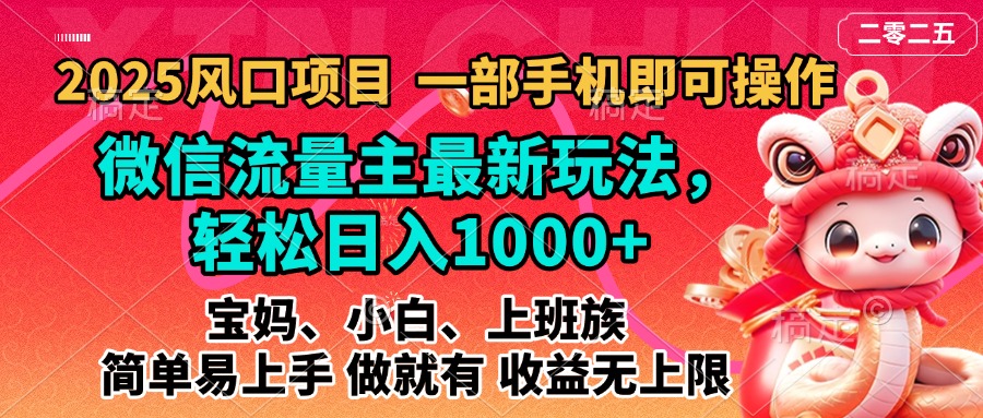 2025蓝海风口项目，微信流量主最新玩法，轻松日入1000+，简单易上手，做就有 收益无上限-启航188资源站