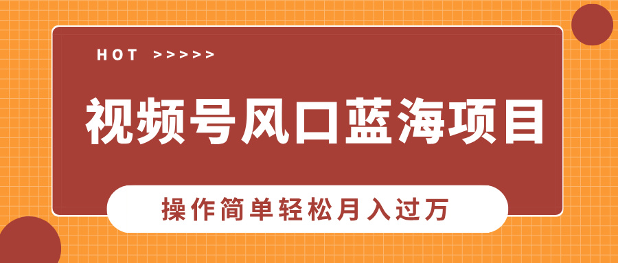 视频号风口蓝海项目，中老年人的流量密码，操作简单轻松月入过万-启航188资源站