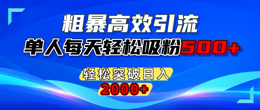 粗暴高效引流,单人每天轻松吸粉500+,轻松突破日入2000+-启航188资源站