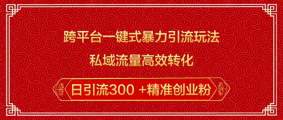 跨平台一键式暴力引流玩法，私域流量高效转化日引流300 +精准创业粉-启航188资源站