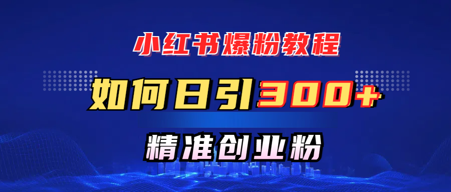 小红书爆粉教程，如何日引300+创业粉，快速实现精准变现！-启航188资源站