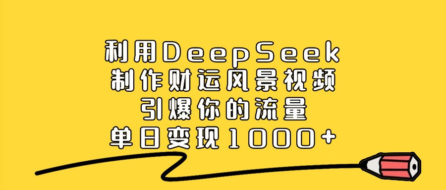 利用DeepSeek制作财运风景视频，引爆你的流量，单日变现1000+-启航188资源站