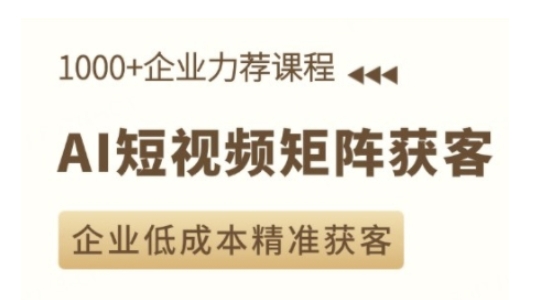 AI短视频矩阵获客实操课，企业低成本精准获客-启航188资源站