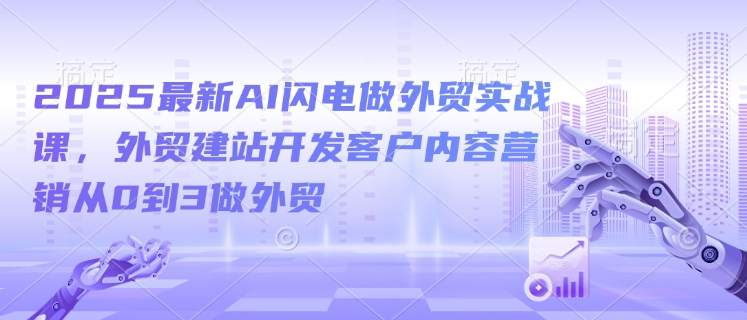 2025最新AI闪电做外贸实战课，外贸建站开发客户内容营销从0到3做外贸-启航188资源站