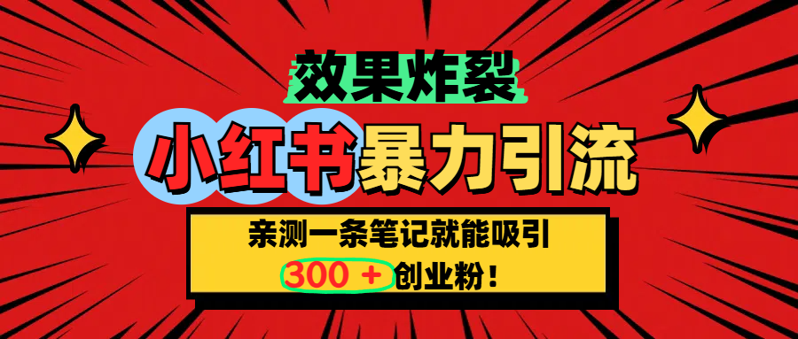 小红书炸裂玩法，亲测一条笔记就能吸引300+精准创业粉！-启航188资源站