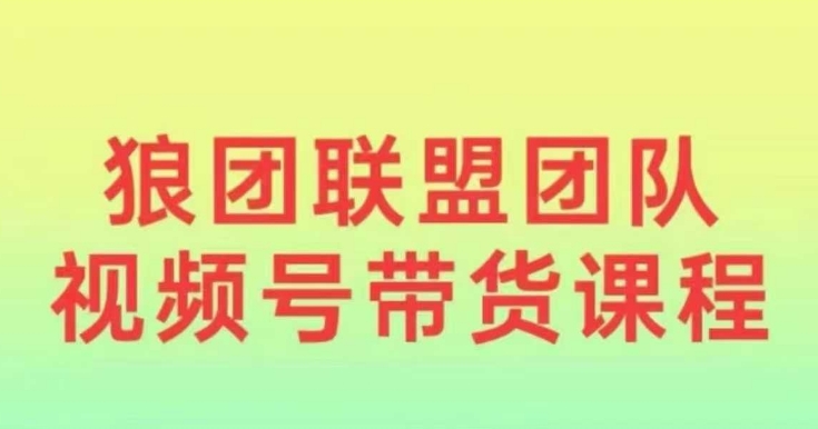 狼团联盟2024视频号带货，0基础小白快速入局视频号-启航188资源站