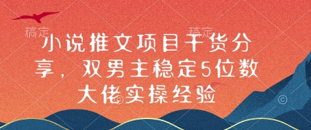 小说推文项目干货分享，双男主稳定5位数大佬实操经验-启航188资源站