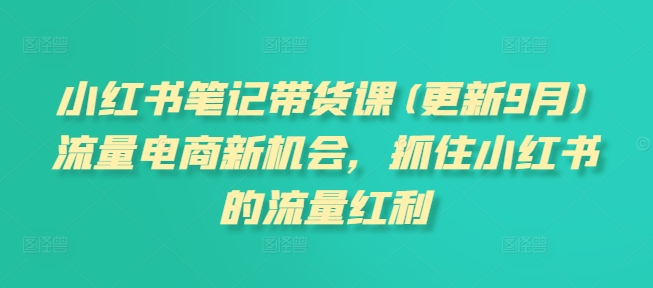 小红书笔记带货课(更新25年1月)流量电商新机会，抓住小红书的流量红利-启航188资源站