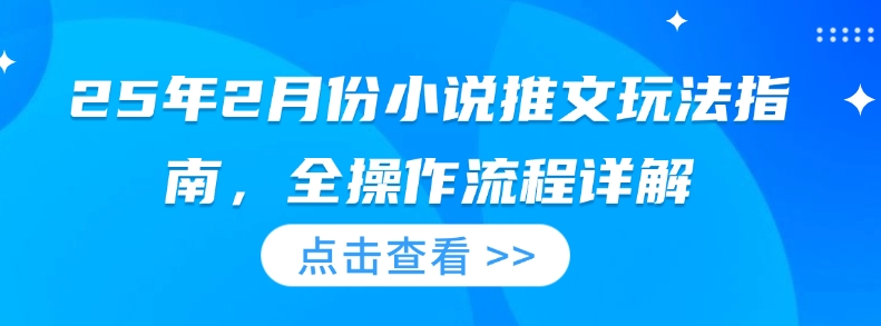 25年2月份小说推文玩法指南，全操作流程详解-启航188资源站