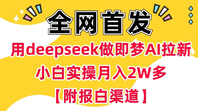 用deepseek做即梦Ai拉新 小白实操月入过W+【附报白渠道】-启航188资源站