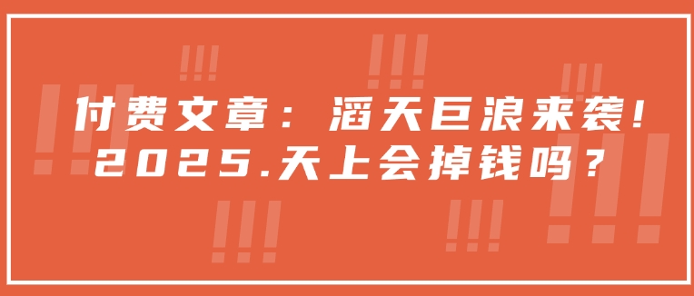 付费文章：滔天巨浪来袭！2025天上会掉钱吗？-启航188资源站